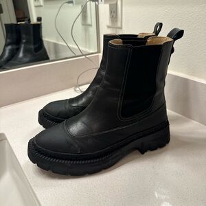 Coach Black Leather Combat Moto Boots